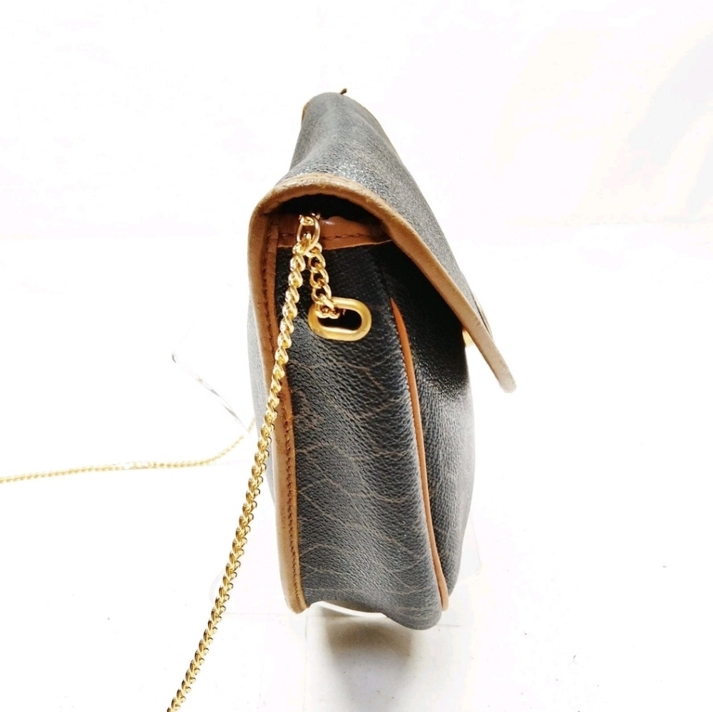 SALE❗️DIOR impeccable VTG Black and Brown Crossbody Bag with Gold Chain - Picture 3 of 9